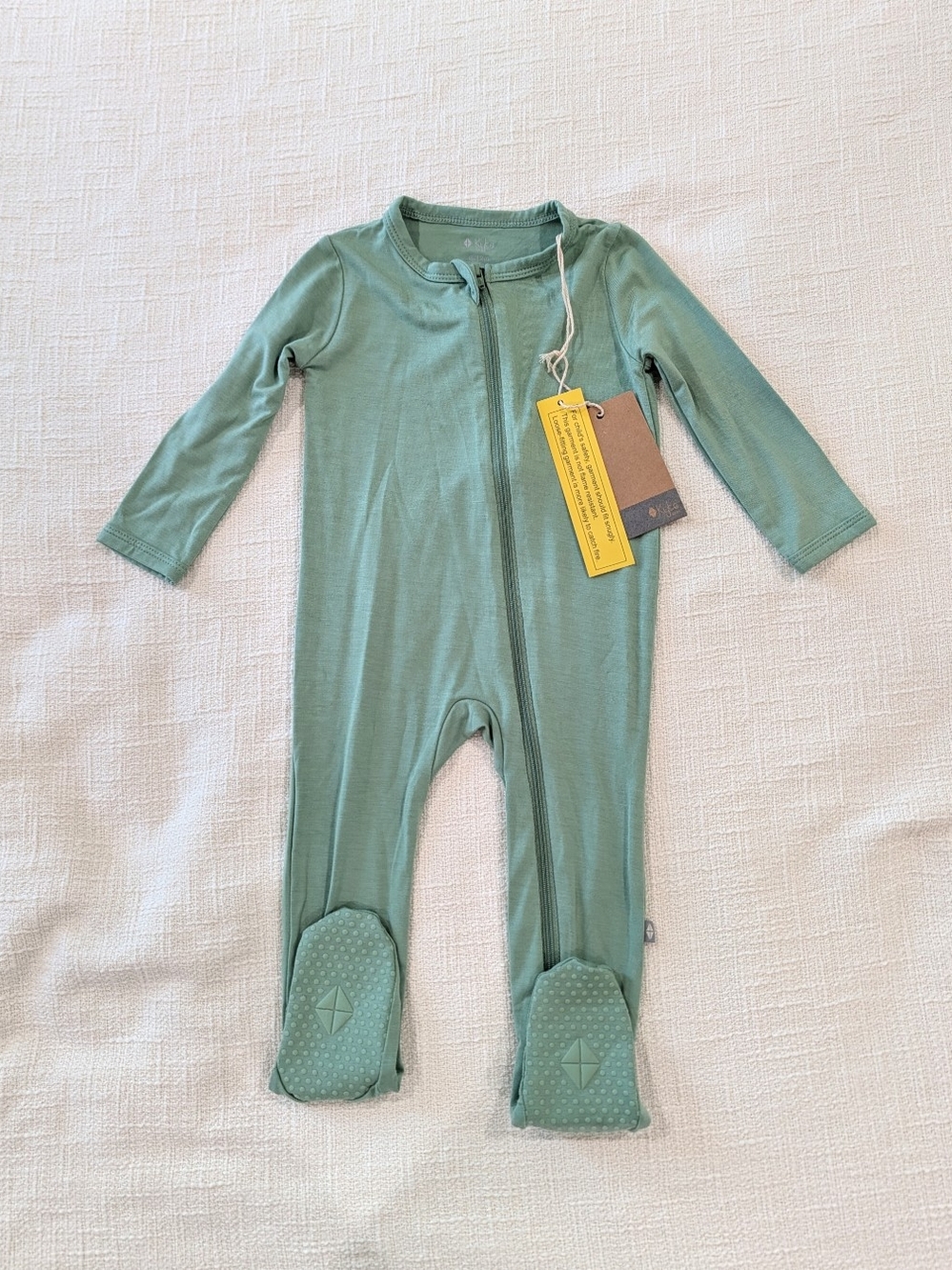 Kyte BABY Sage Green Footed Zip One-Piece NWT